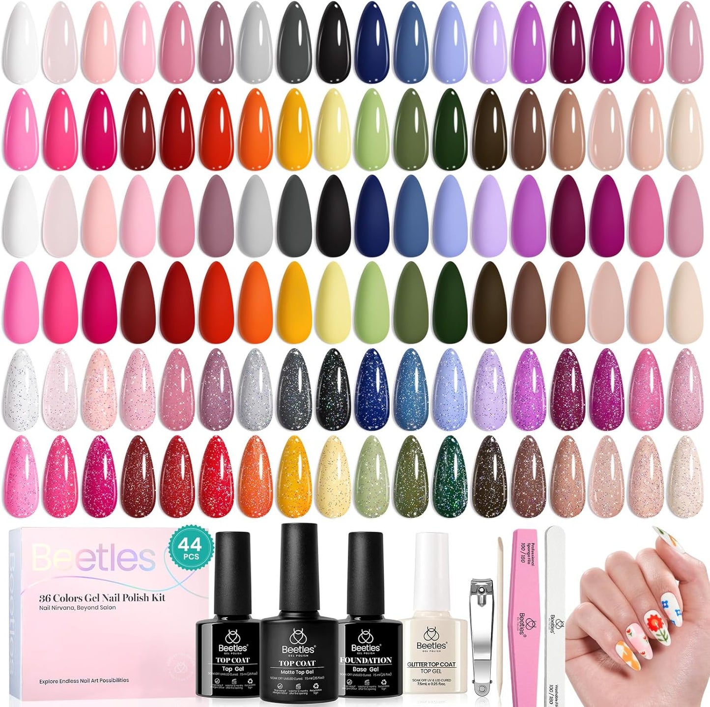 beetles Gel Polish 44 PCS, 36 Colors